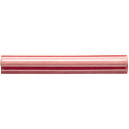Musk ogee moulding coral pink cylindrical tile with glossy glazed finish and subtle horizontal ridges