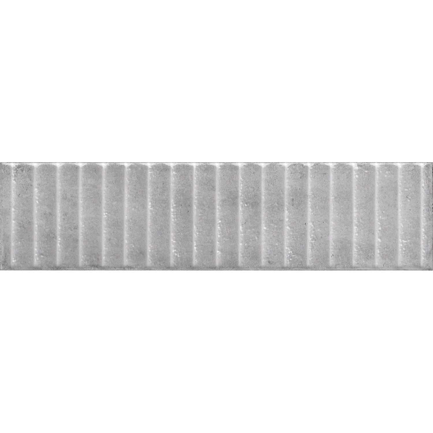 Gray textured tile with vertical ridges from mussa way pearl brillo collection for modern wall and floor design