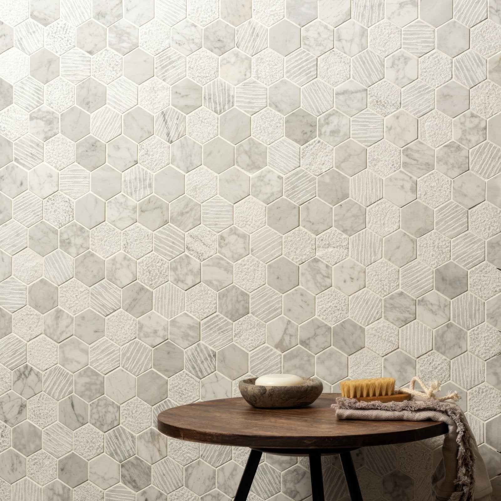 Nares hexagon marble mosaic white marble hexagonal mosaic tile wall for decorative and durable surface design
