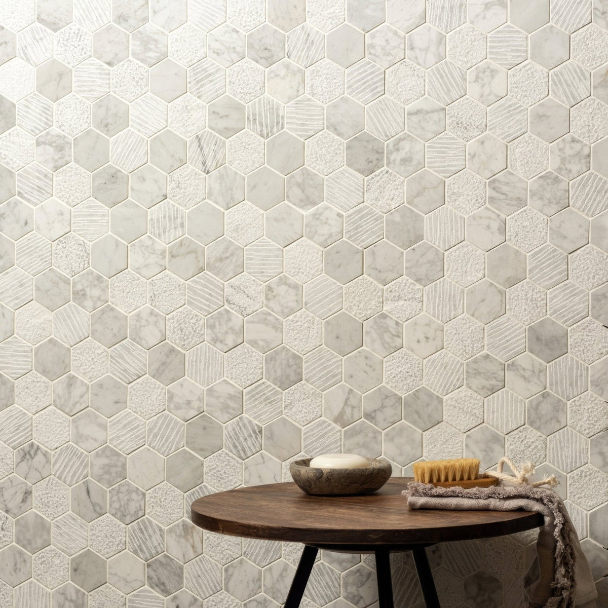 Nares hexagon marble mosaic white marble hexagonal mosaic tile wall for decorative and durable surface design