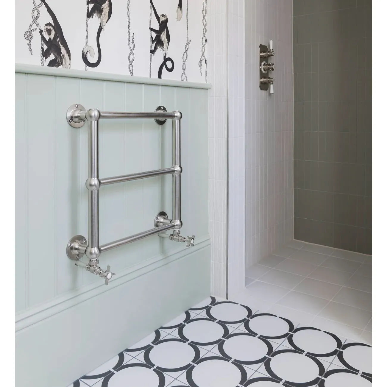 Stainless steel towel rack with polished finish and classic ladder design for neisha crosland tulia hula hoop black