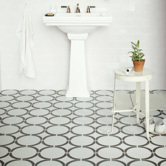 Neisha Crosland Tulia Hula Hoop Black Porcelain Floor Tile 20x20cm - alternate view