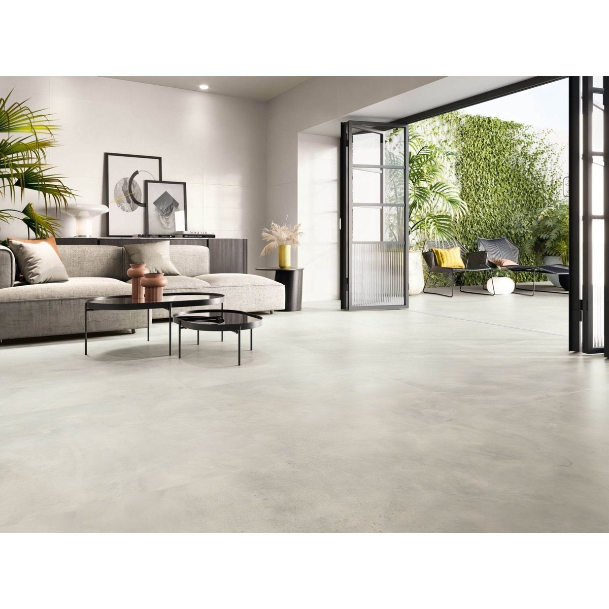 Light gray concrete style floor tile newark 1860 grey matt with smooth matte finish and subtle texture