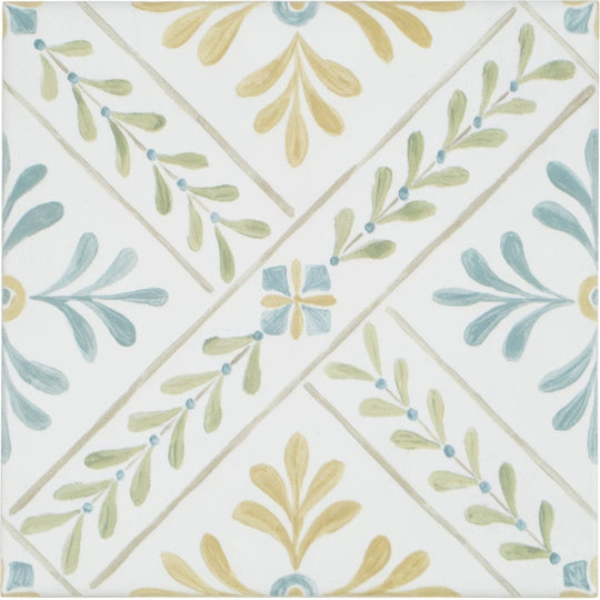 Nina Campbell Goa Aqua Ochre Porcelain Tile