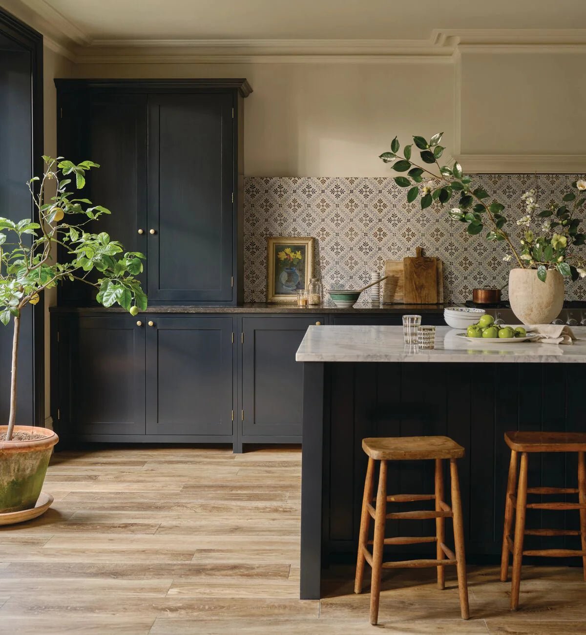 Nina Campbell Goa Indigo Chocolate Porcelain Tile