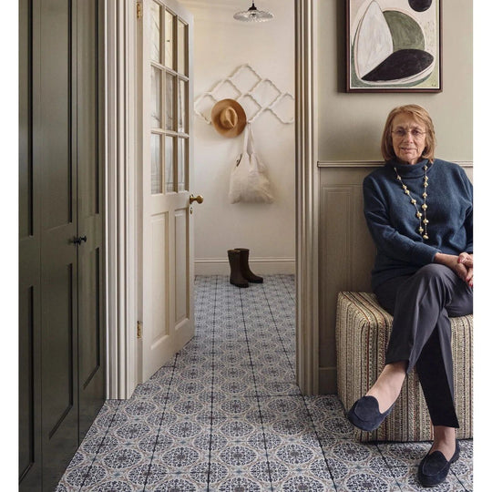 Nina Campbell La Moulade Indigo Porcelain Tile 20x20cm - alternate view