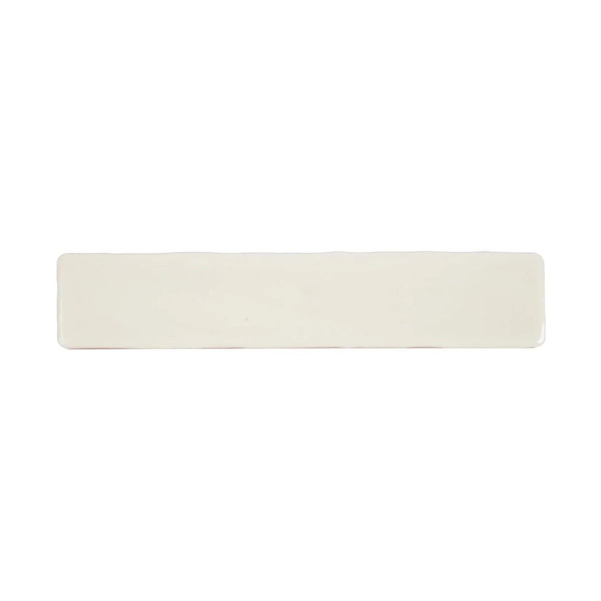 Cream-colored rectangular ceramic wall tile with rounded edges from nina campbell rivage ivory glazed collection