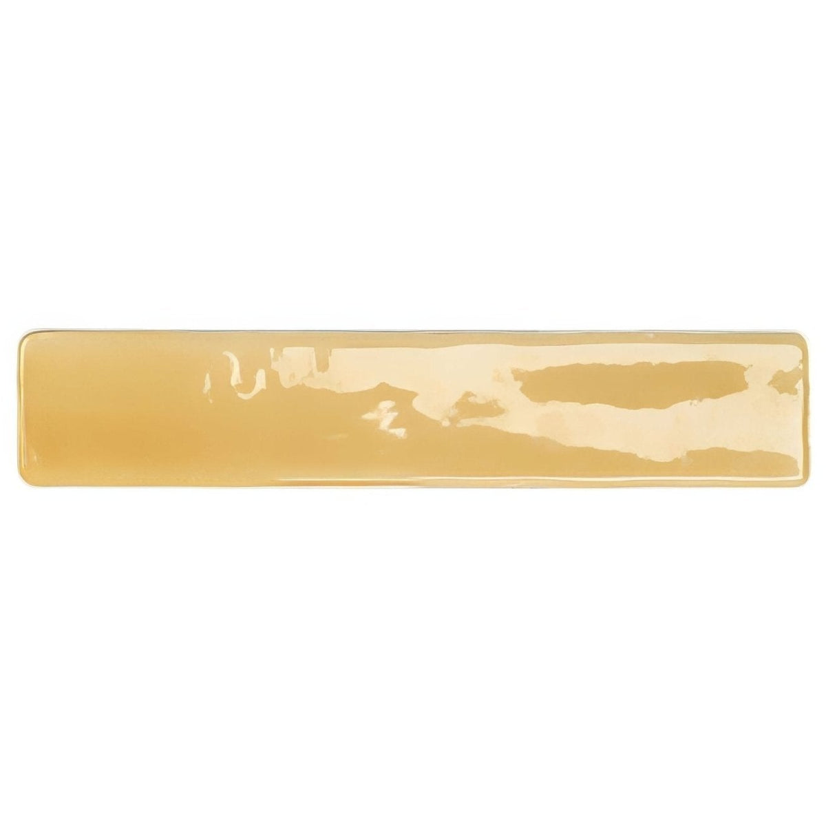 A rectangular ceramic serving tray with a glossy warm amber glaze and subtle marbled texture by nina campbell rivage