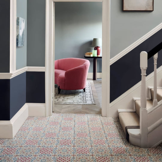 Nina Campbell Ronda Coral Aqua Porcelain Tile