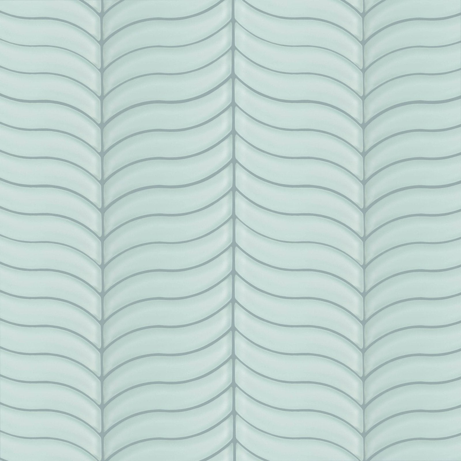 Nordic Glass Bergen Fjord Mosaic light blue wavy glass mosaic with a chevron pattern