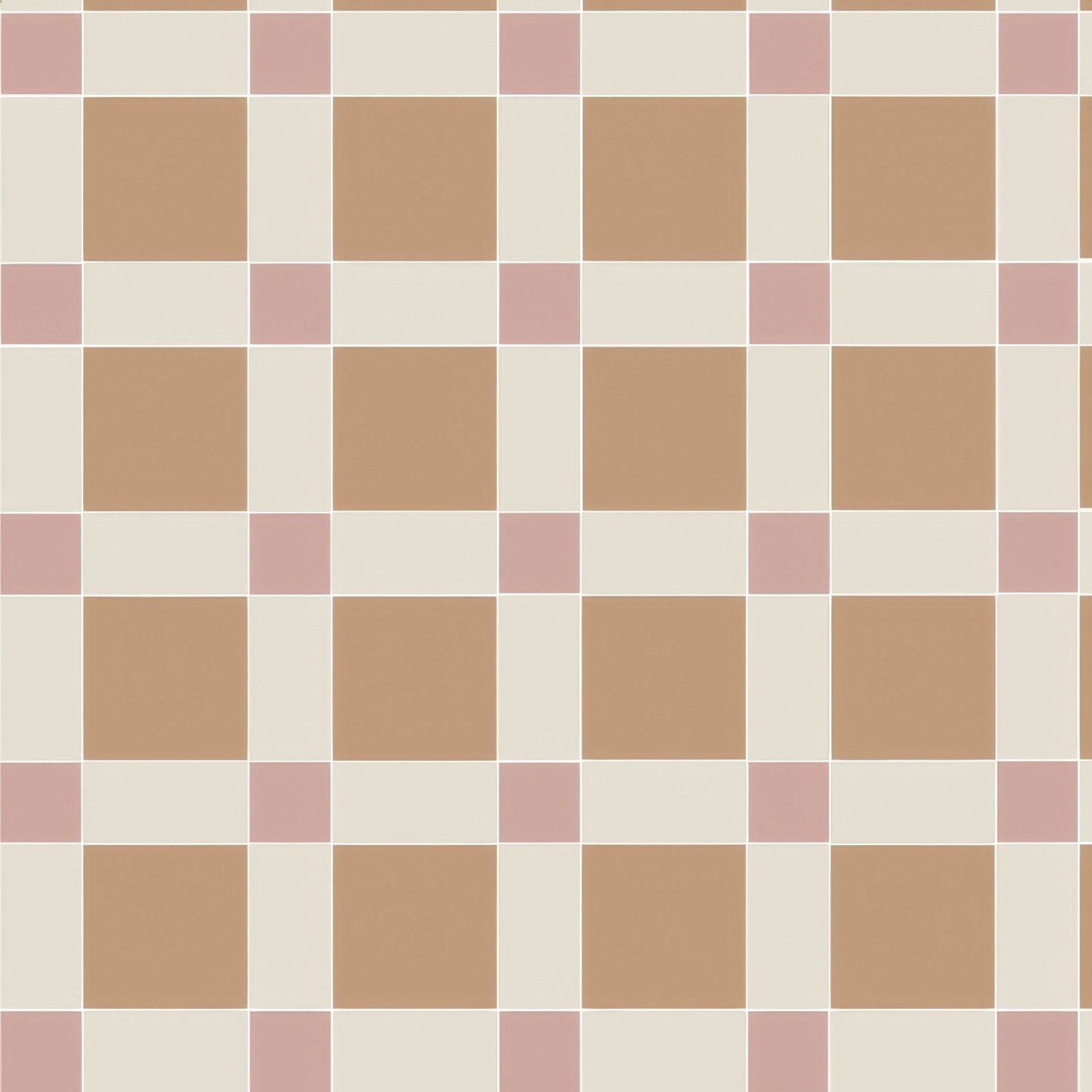 A repeating checkered pattern of norwich carnation pink and old london square ceramic tiles in beige tan and soft pink