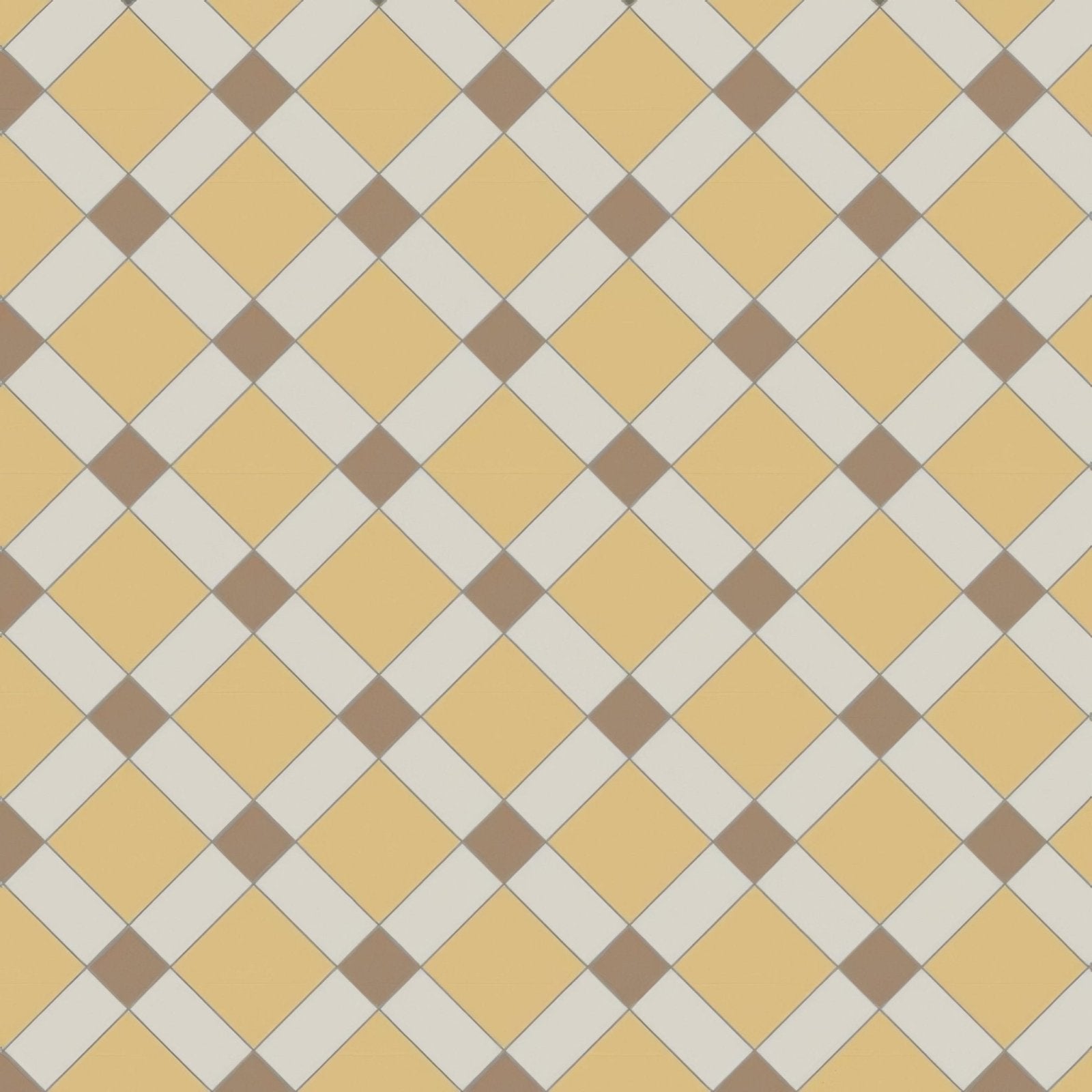 Yellow and beige diamond patterned tile flooring in Norwich Dover White Hawthorn Yellow and Regency Bath design