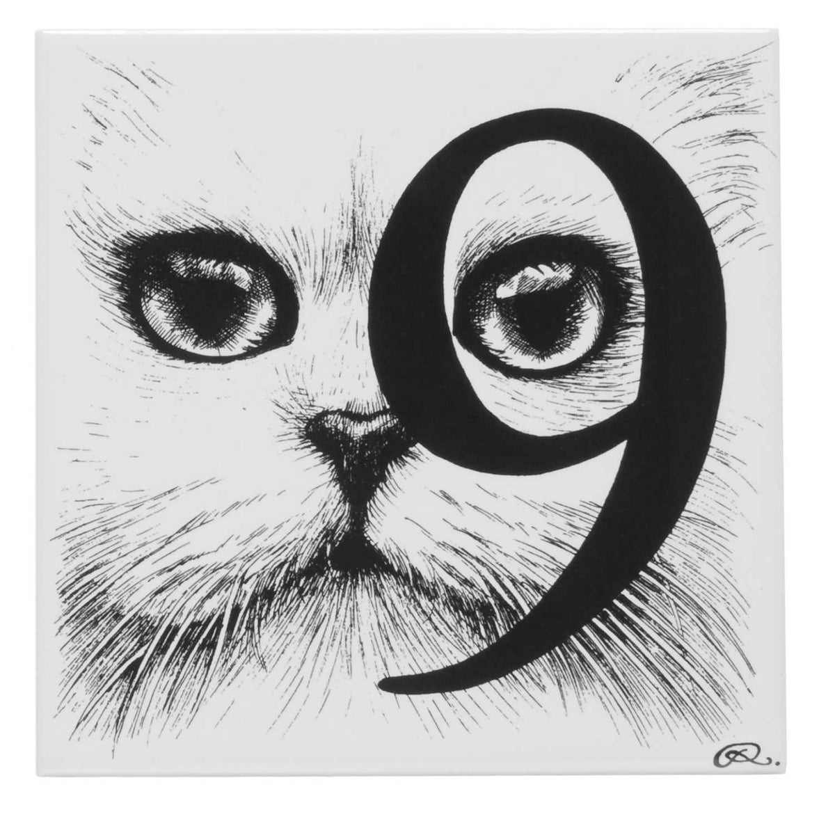 Rory Dobner 9 – Nine Lives Number Tile - Ceramic
