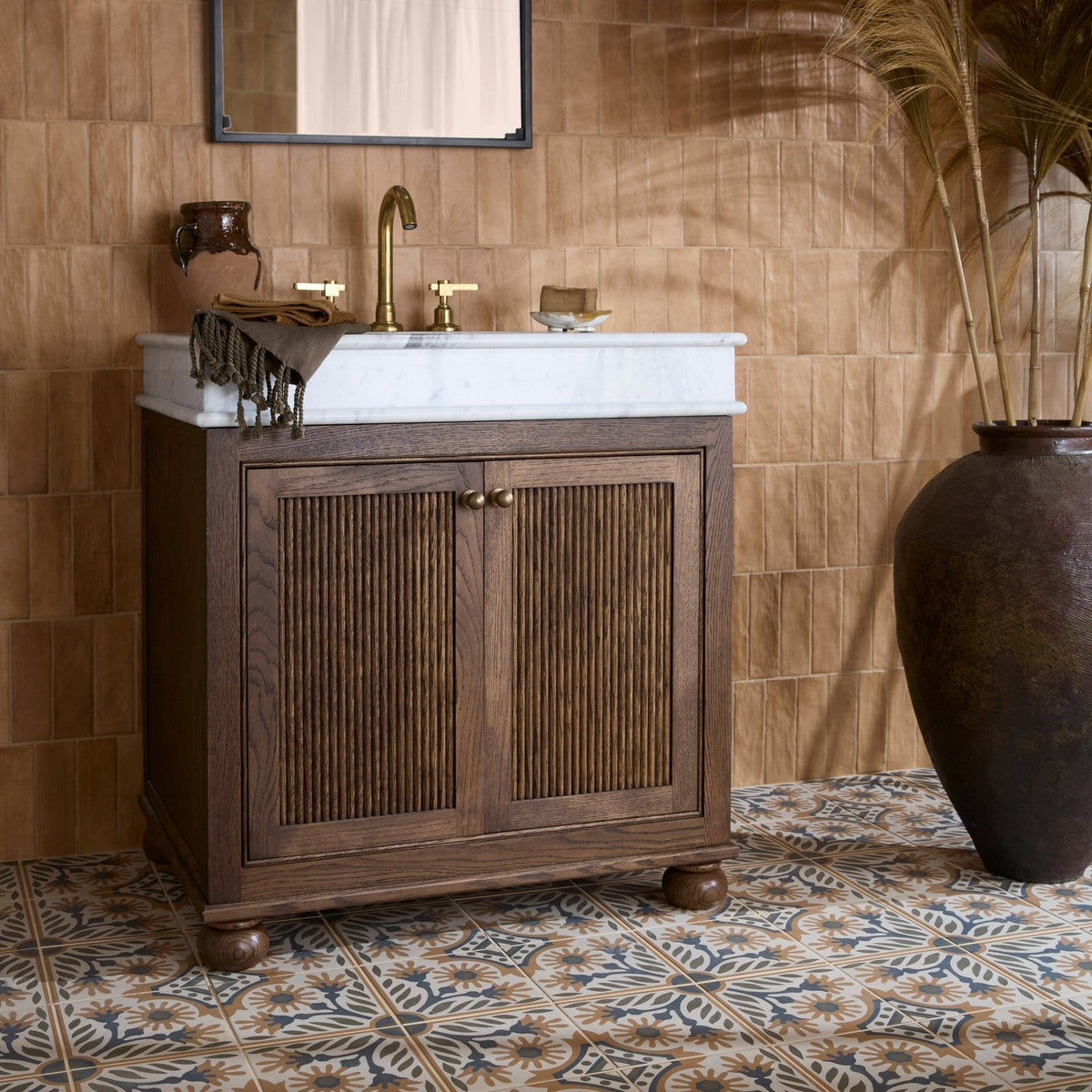 Oasis Veloute Ceramic Cotto Matt cotto ceramic tiles in a bathroom