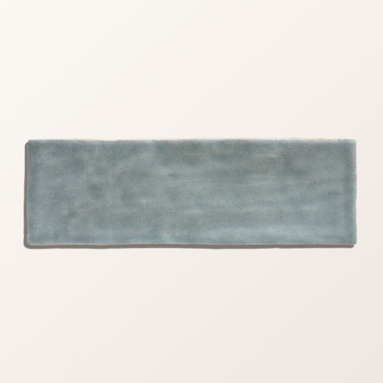 Oasis Veloute ceramic powder blue matt rectangular tile with a matte finish and subtle textured surface