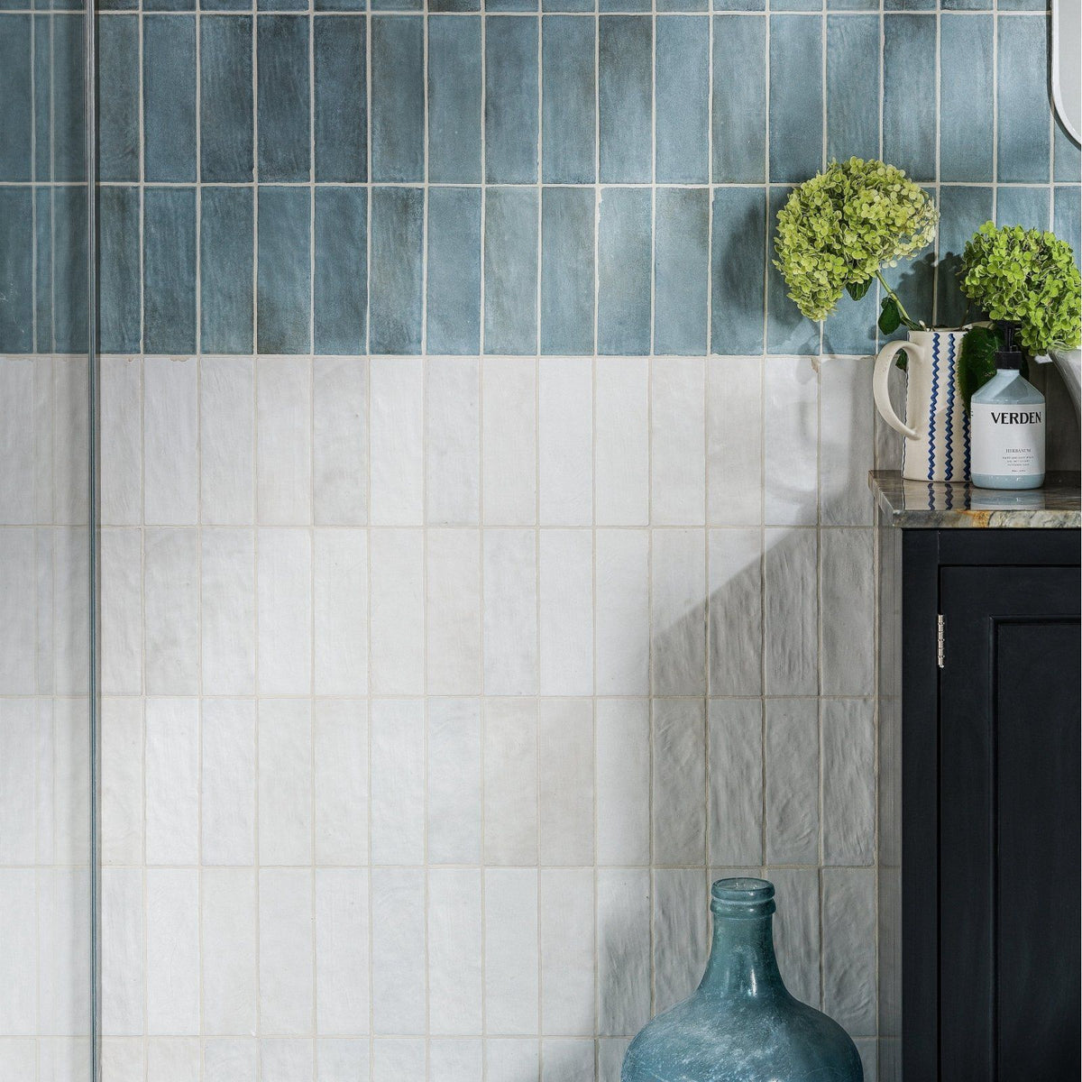 Oasis Veloute Ceramic Powder Blue Matt blue ceramic tile with a matt textured finish