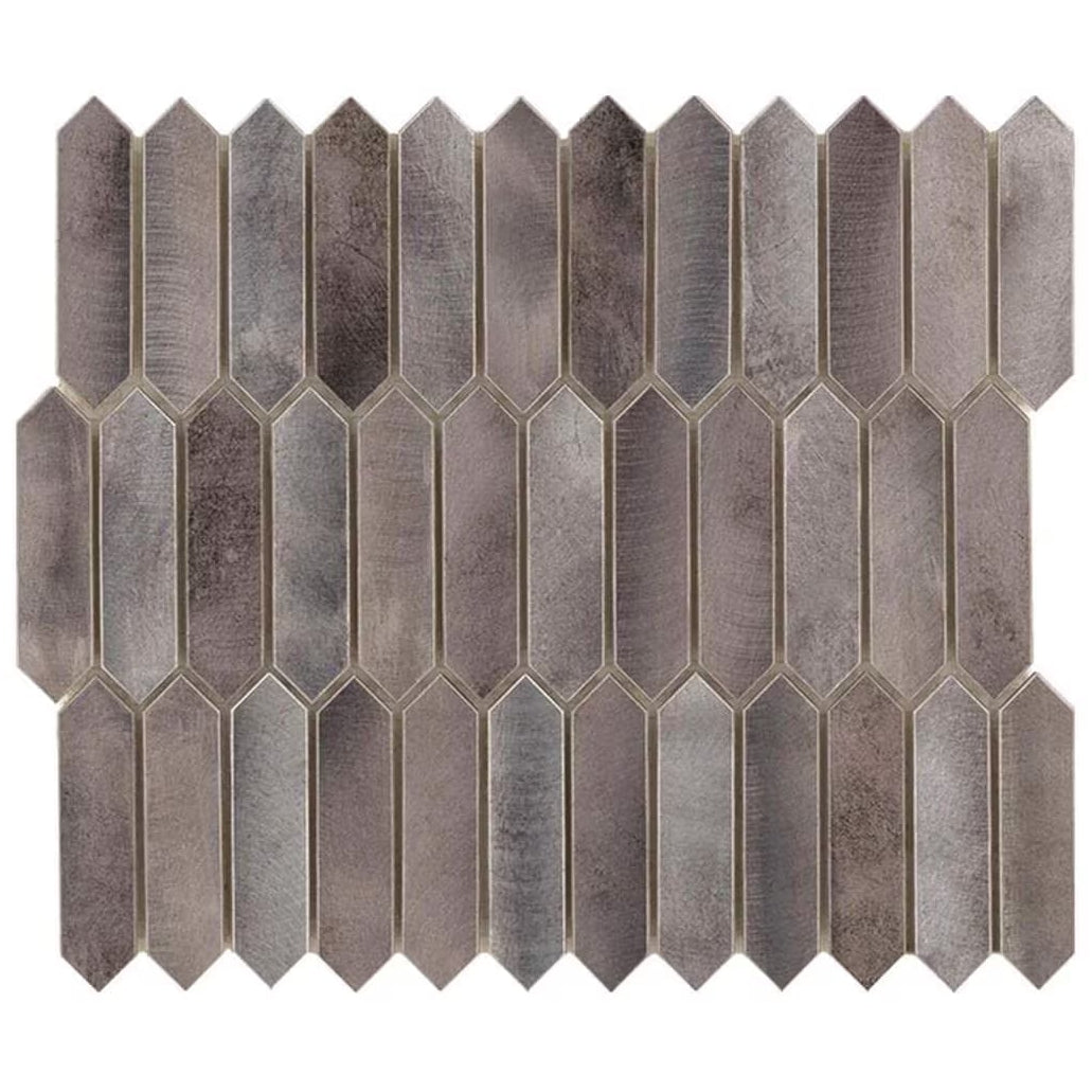Odyssey quartz metal mosaic gray metallic hexagonal tile with brushed textured finish for wall and backsplash use