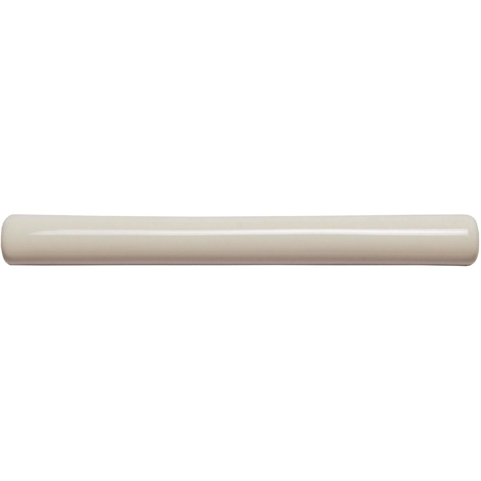 Cream-colored glossy ceramic off white semi round pencil border tile with rounded ends