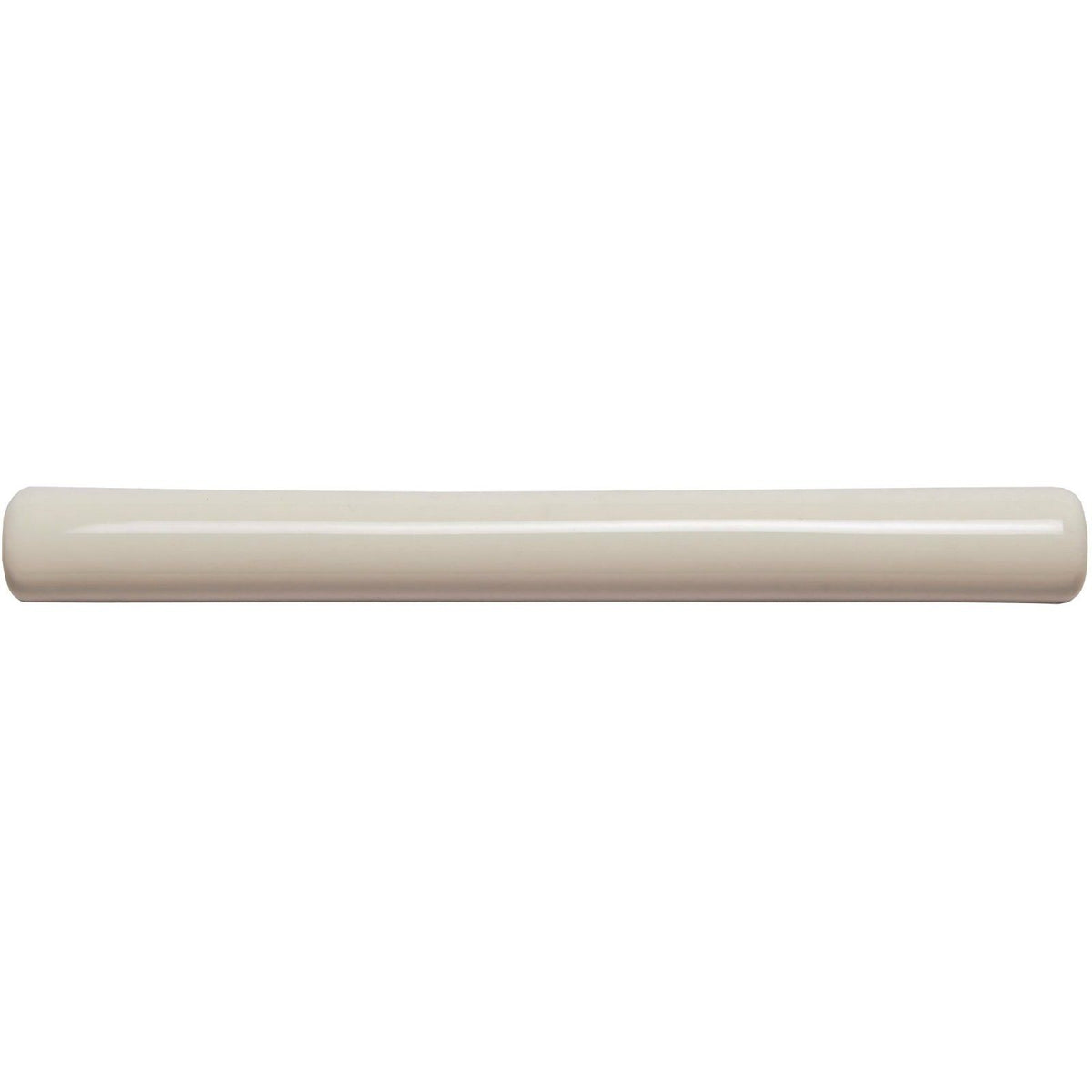 Cream-colored glossy ceramic off white semi round pencil border tile with rounded ends