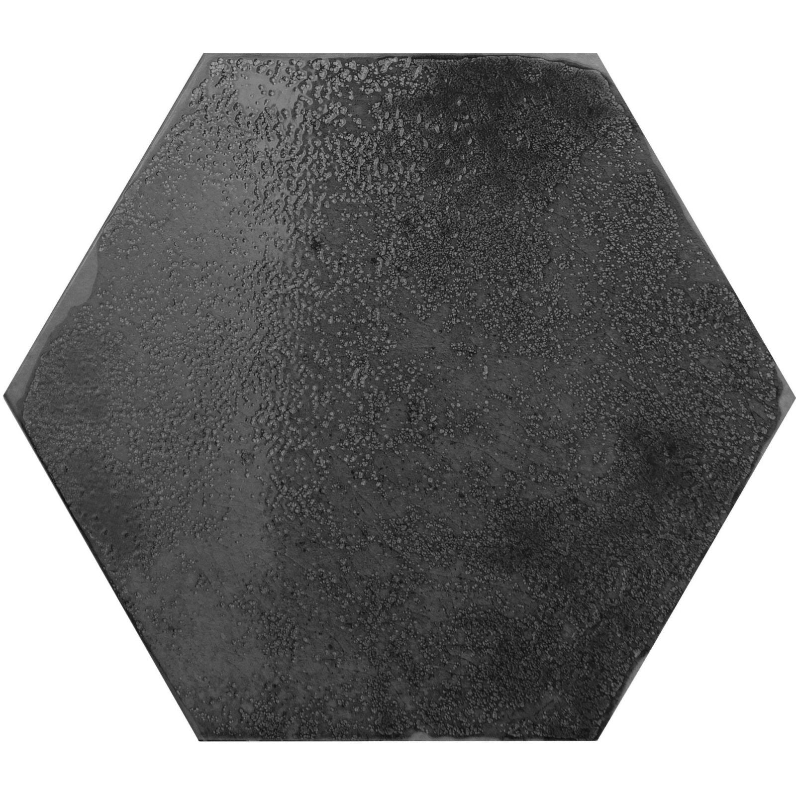 Oken hexagon anthracite black hexagonal tile with textured matte finish ideal for modern interior surfaces