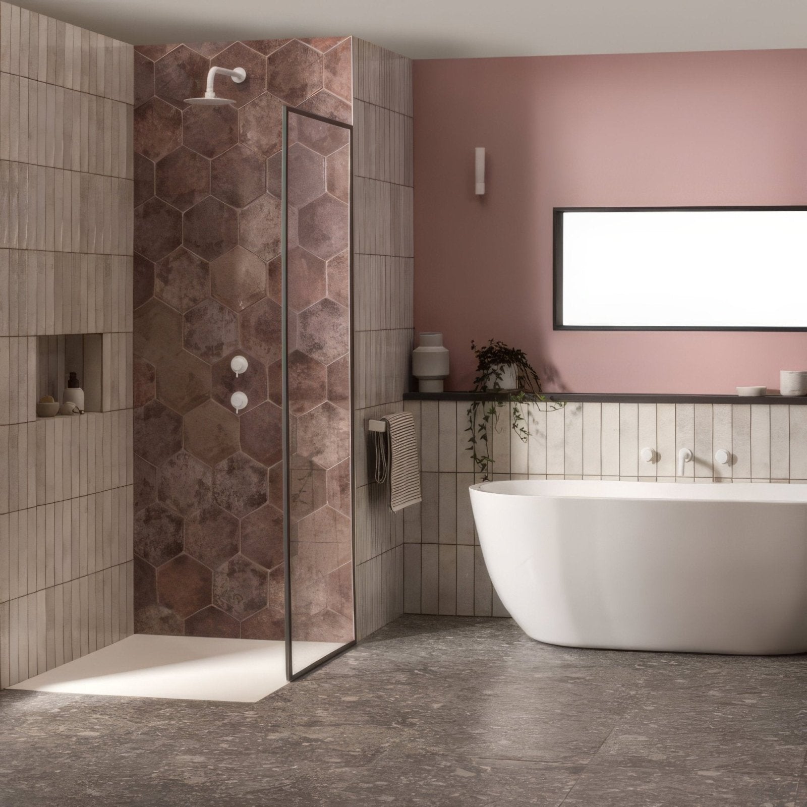 Modern freestanding bathtub oken hexagon garnet with sleek white finish and minimalist design for contemporary bathrooms