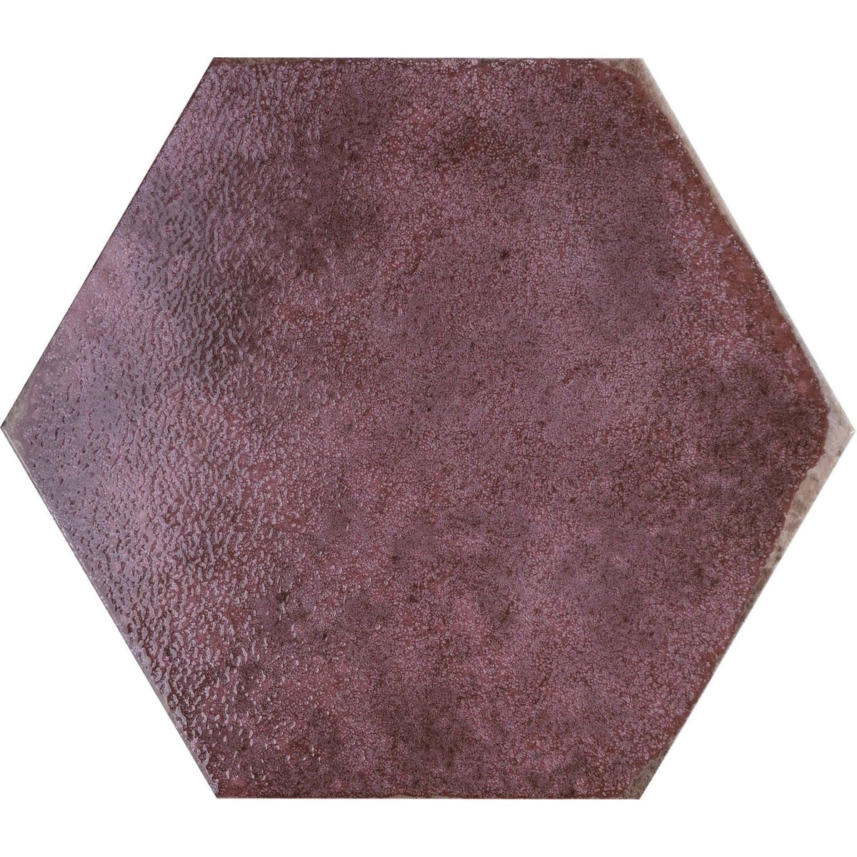 Oken hexagon garnet tile with textured matte finish in deep burgundy for stylish wall or floor use