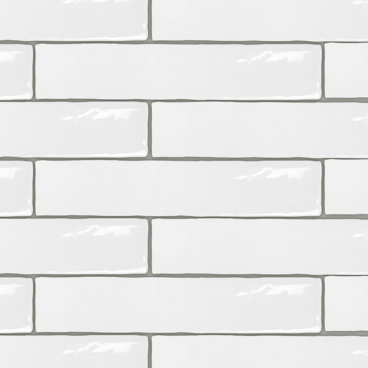 Onda artic wall tiles white rectangular subway tiles with glossy finish and gray grout for wall surfaces