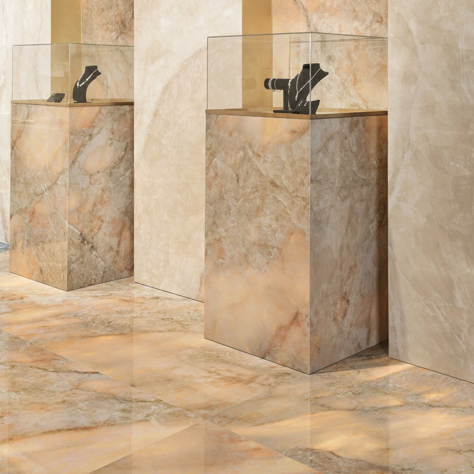 Onyx Copper Polished marble-effect floor tile