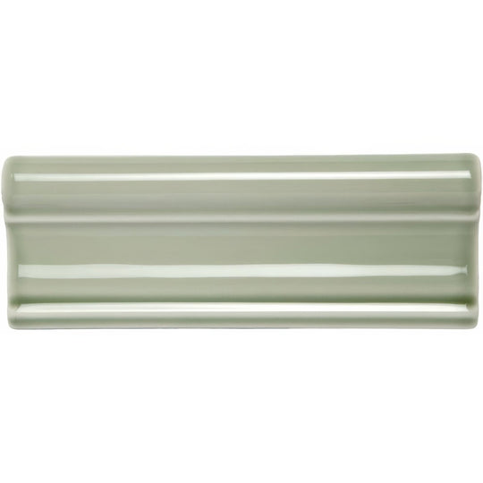 Orford Hampton sleek matte sage green ceramic tile with subtle glossy finish and three horizontal ridges