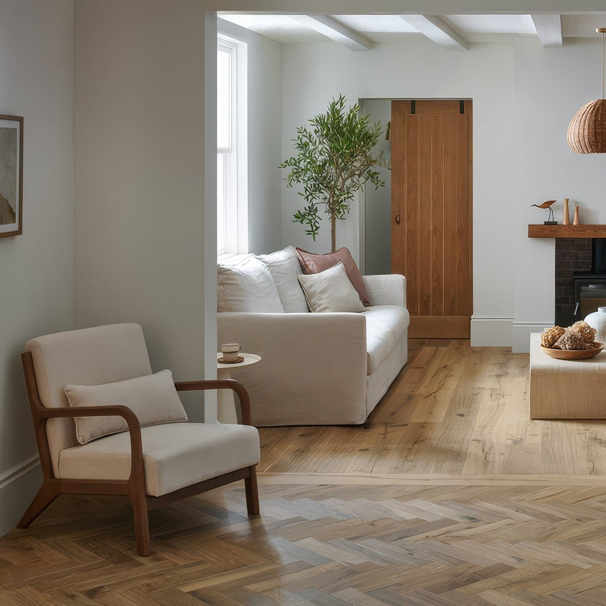 Orkney Marbled Oak warm oak herringbone flooring