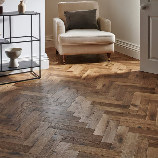 Orkney Smokey Oak warm oak herringbone flooring