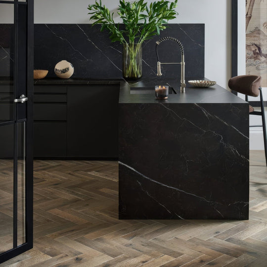 Orkney Truffle Oak dark oak herringbone flooring