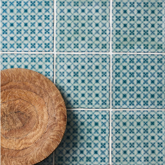 Ormeaux Blue on Mint - alternate view