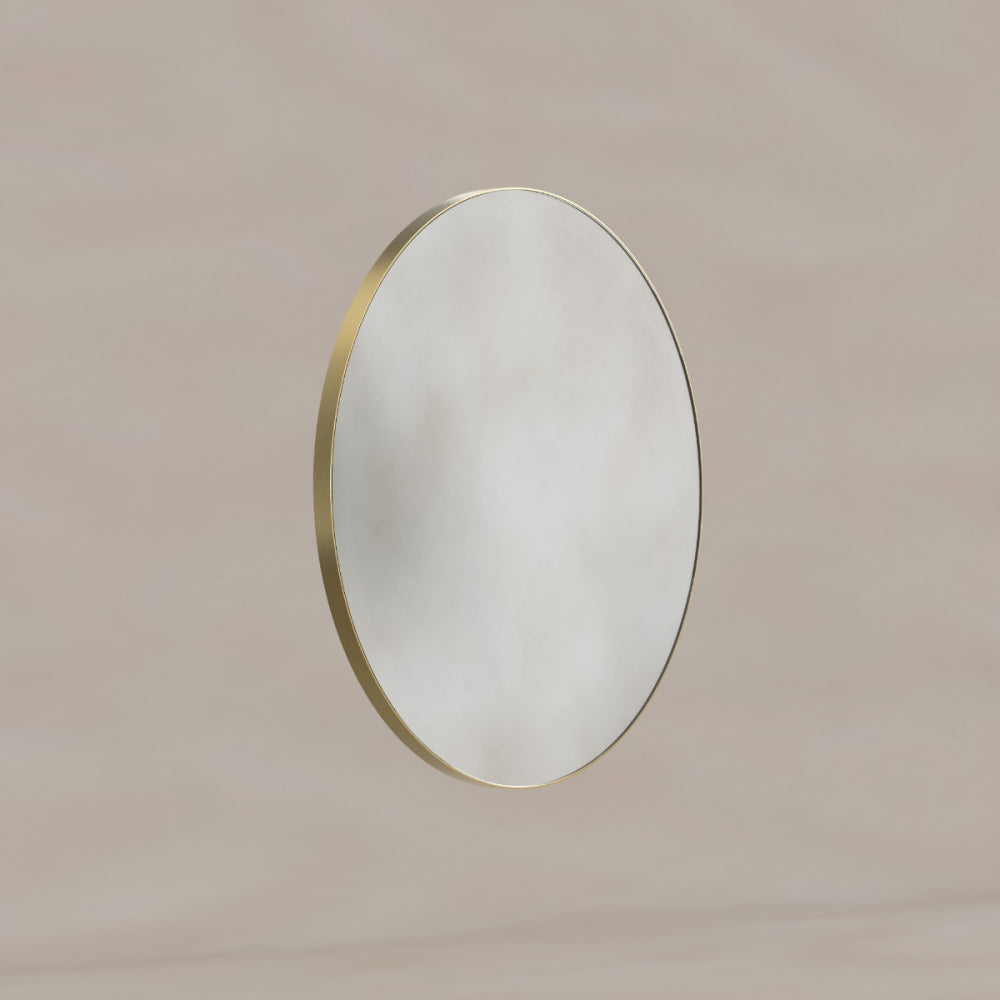Oslo Round Mirror 60cm in Brushed Brass - Origins Living