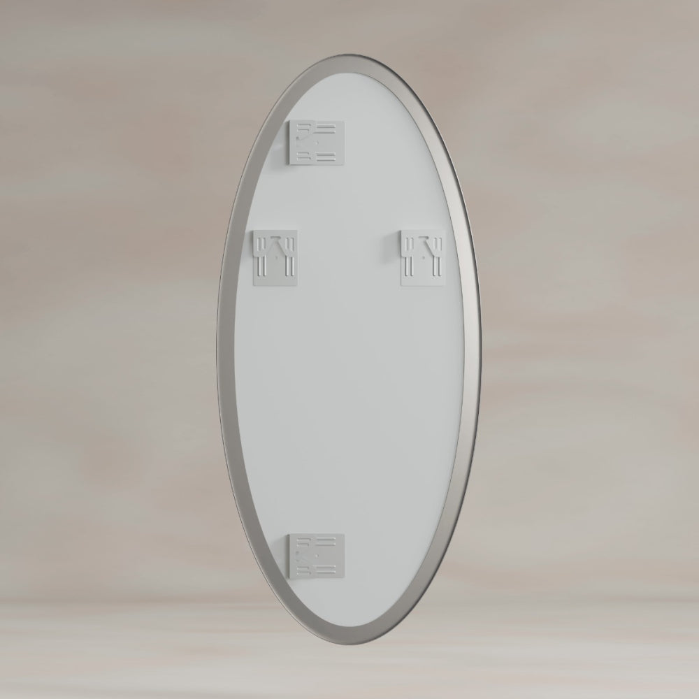 Oslo Oval Mirror 45x100cm in Brushed Nickel - Origins Living, view 7
