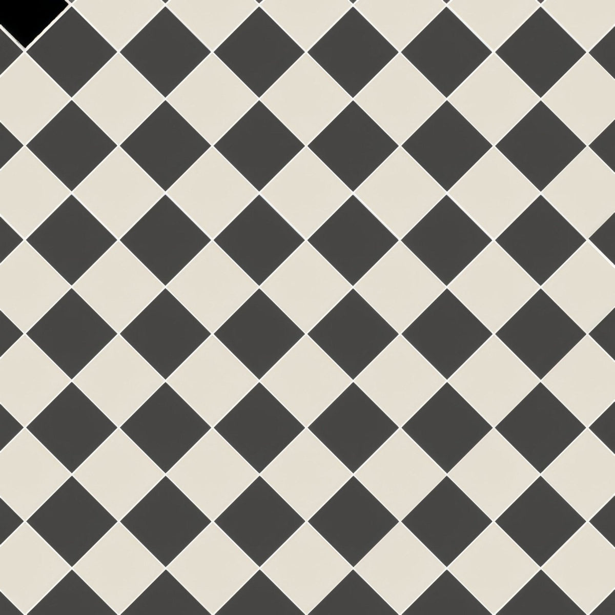 Oxford 106mm black and dover white floor tile with black and cream diamond pattern for stylish indoor flooring