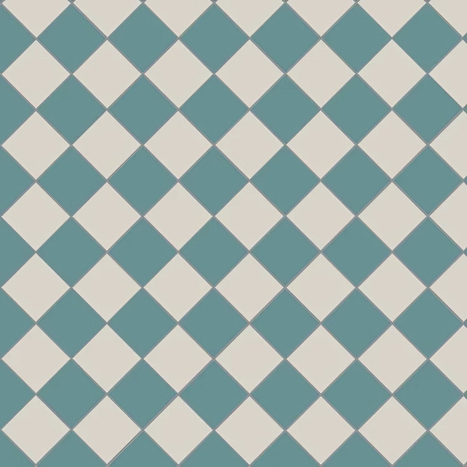 Oxford 106mm blue and dover white ceramic tile floor with teal and cream diamond pattern for indoor use