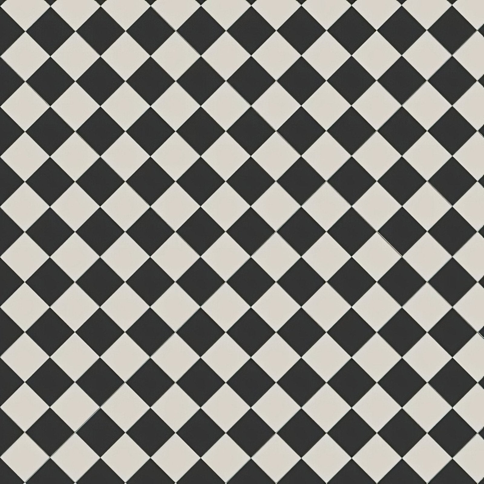 Oxford 75x75mm black and dover white ceramic tile with black and cream diamond patterned checkered design