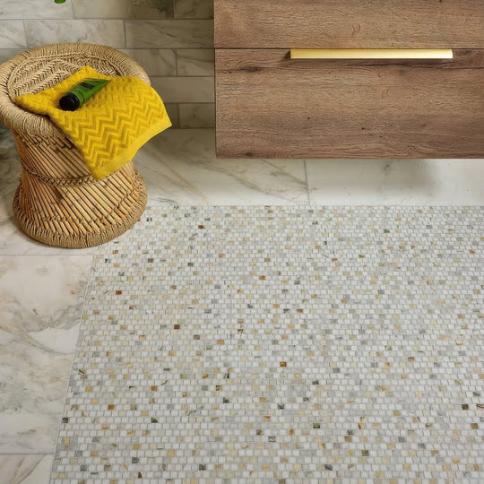Palazzo Oro Marble Brickbond Square Mosaic Tile - alternate view