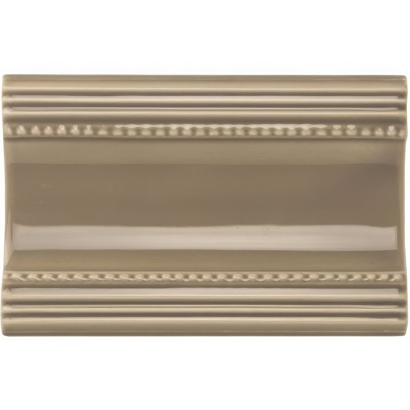 Palladian beige plain cornice ceramic tile with glossy finish and decorative ridged edges