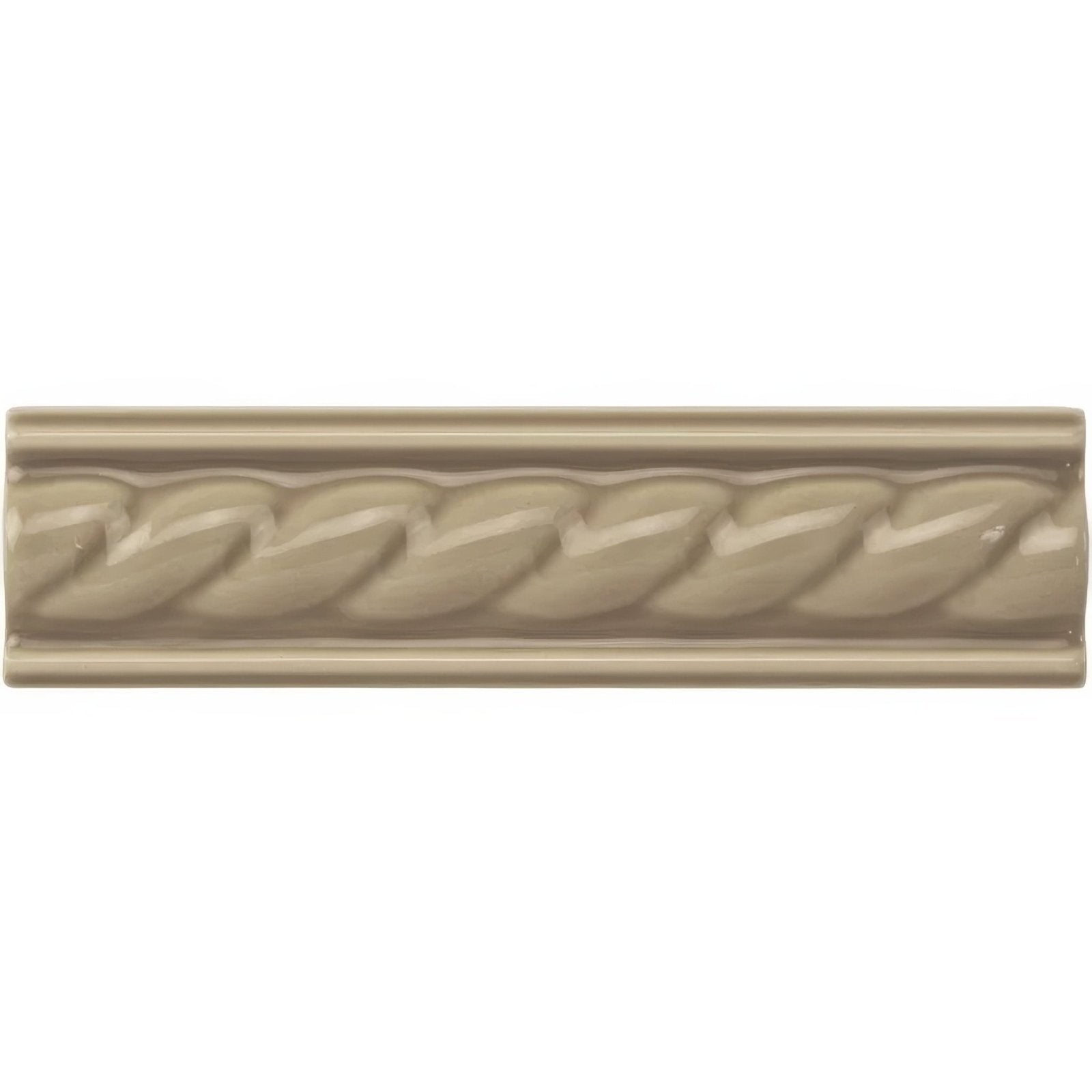 Beige ceramic tile with twisted rope design in palladian beige rope moulding for decorative wall accents