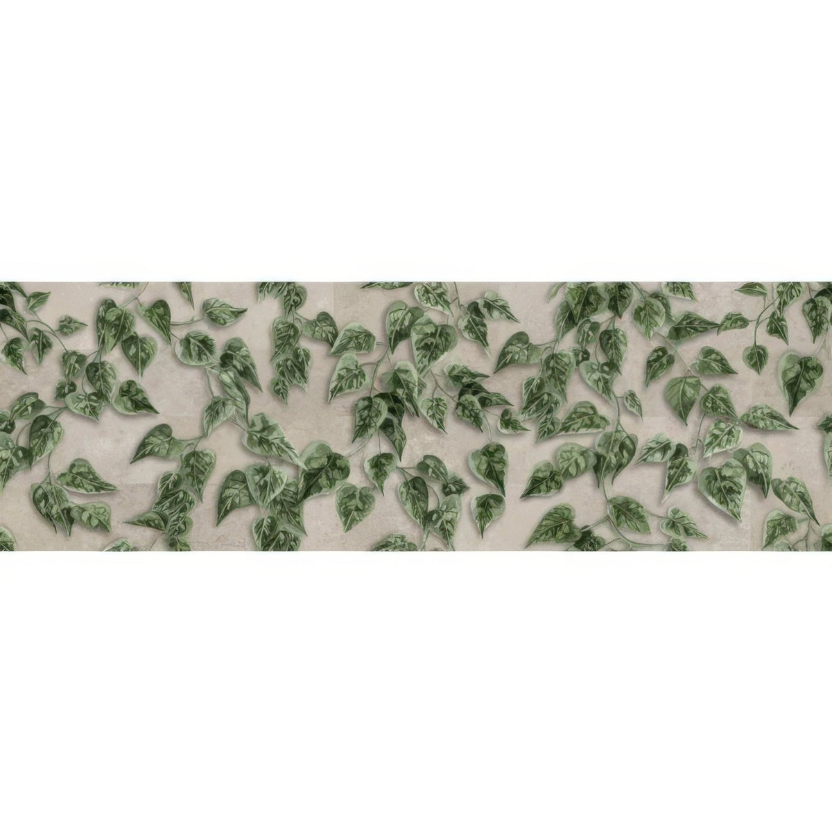 Palm house ivy single tile wallpaper featuring green ivy leaf pattern on subtle beige background for wall decor