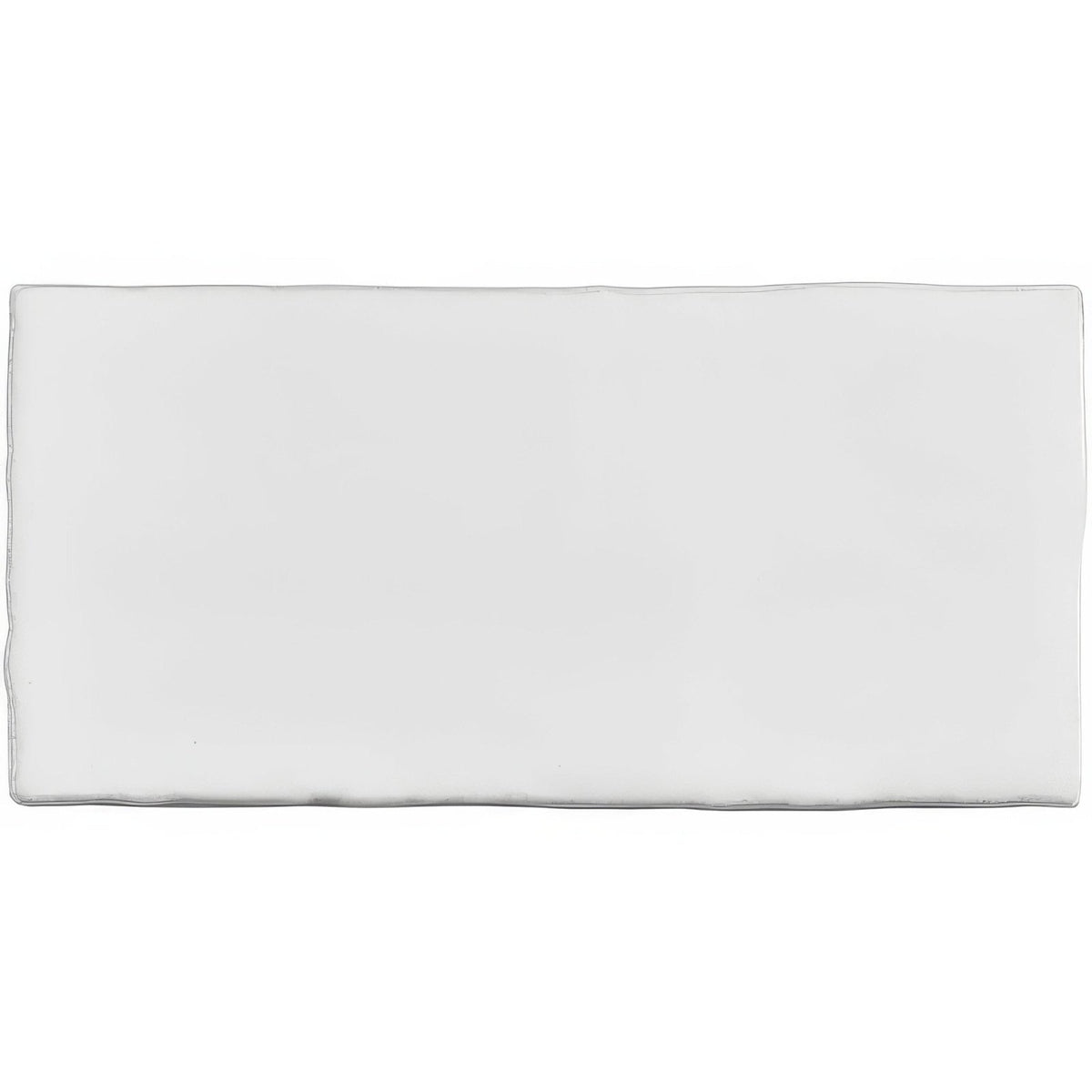 White rectangular papyrus half tile wall cushion with smooth slightly glossy surface and neatly stitched edges