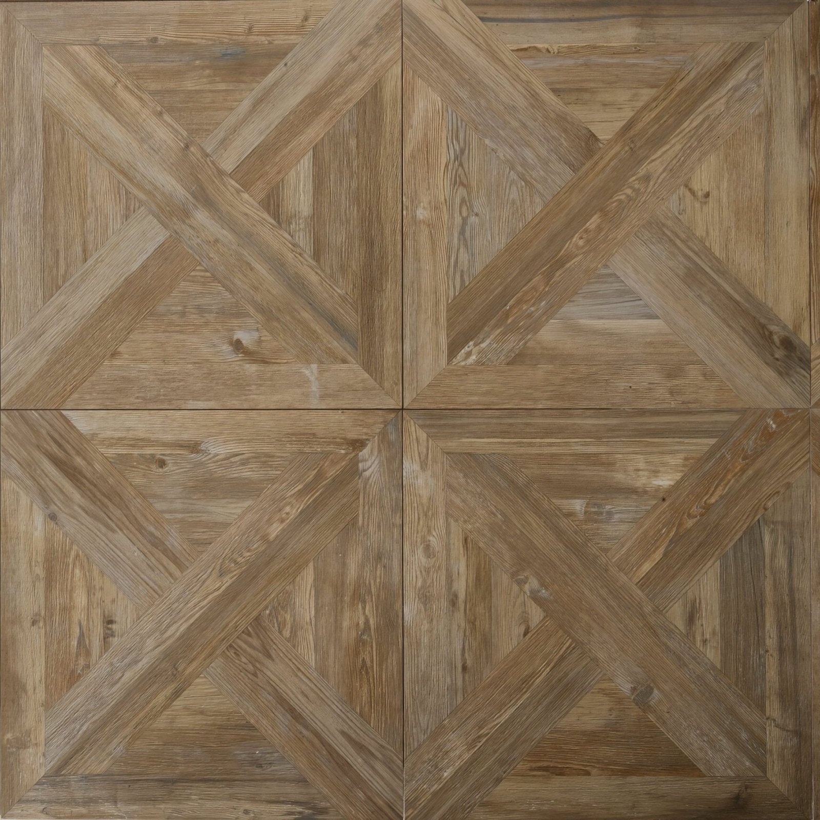 Rustic wooden floor tile parquet khaki with geometric parquet pattern in warm brown tones for interior flooring