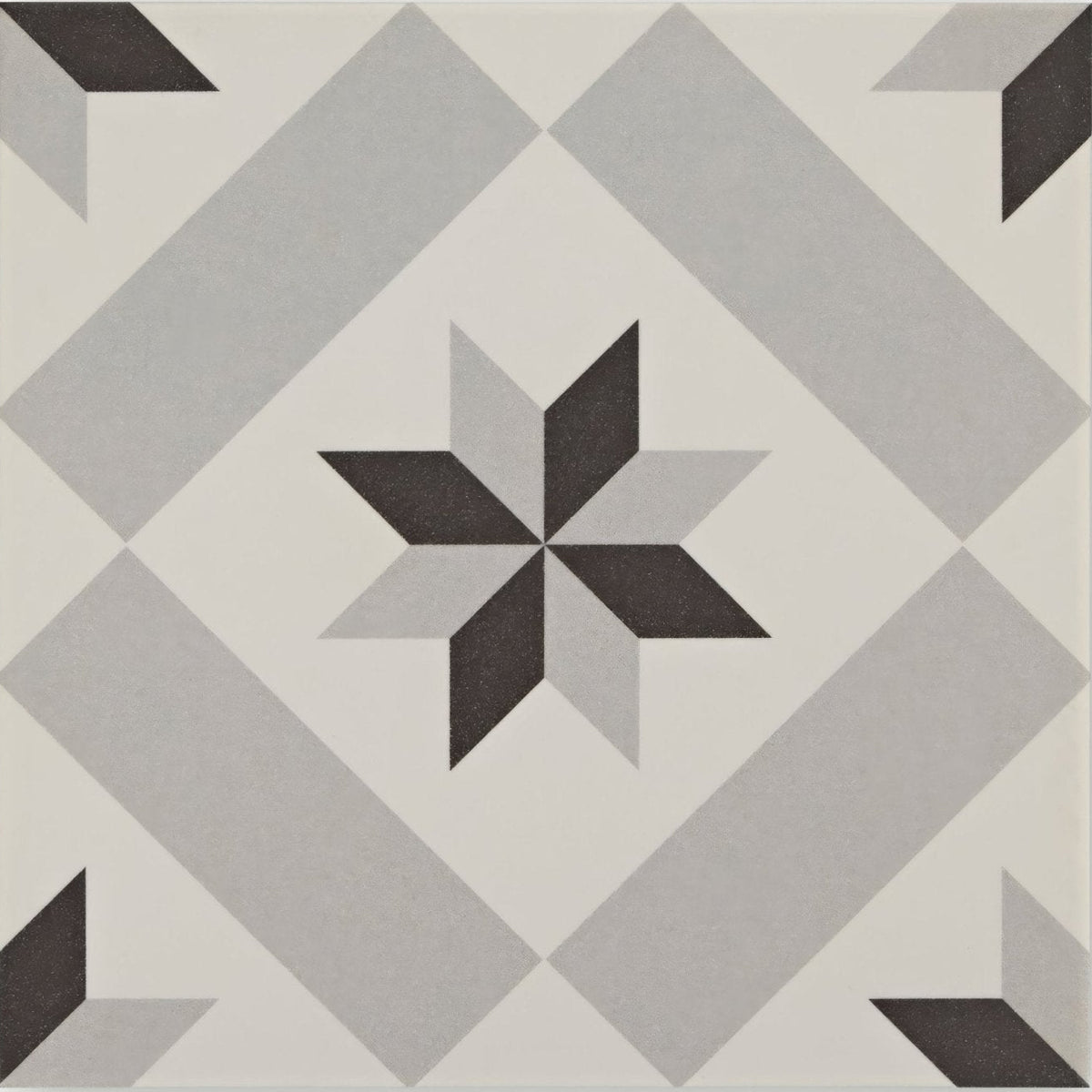 Patisserie Sucre 1 Patterned Tile 20x20cm - Porcelain - Black