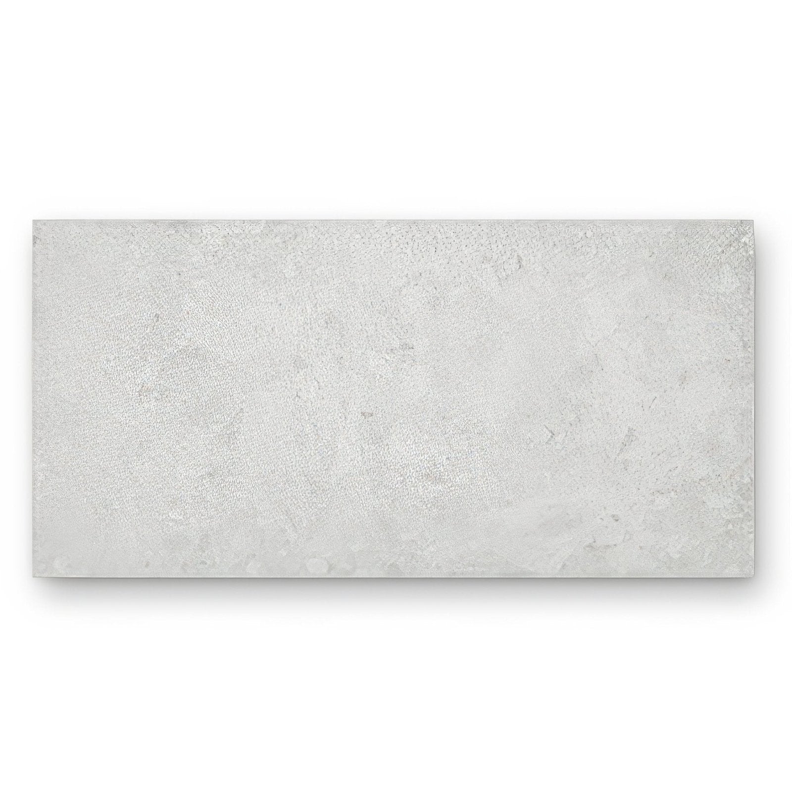 A rectangular light gray concrete-effect tile with textured surface pebble beach white 120 x 60cm