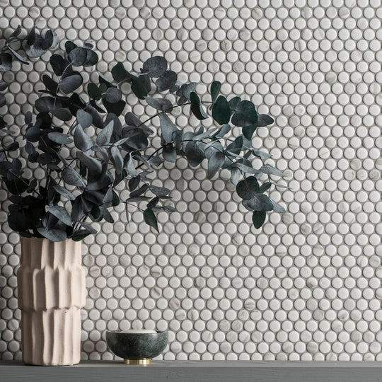 Penny Round Matt Carrara White