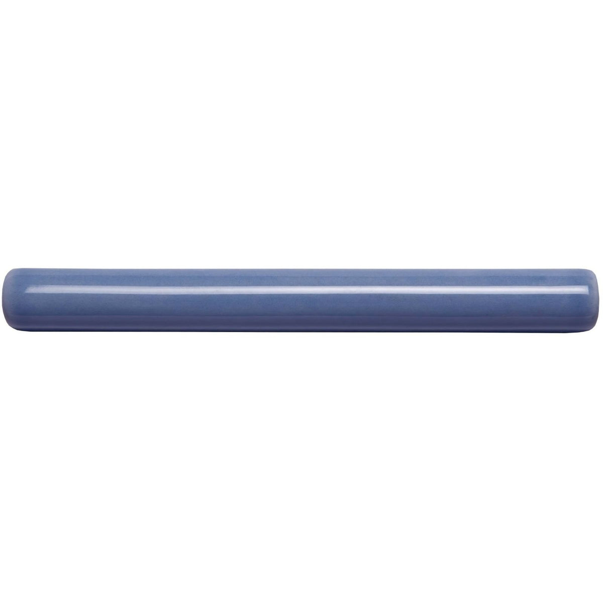 A sleek matte finished blue ceramic tile with a smooth rounded rectangular shape for periwinkle semi round pencil border