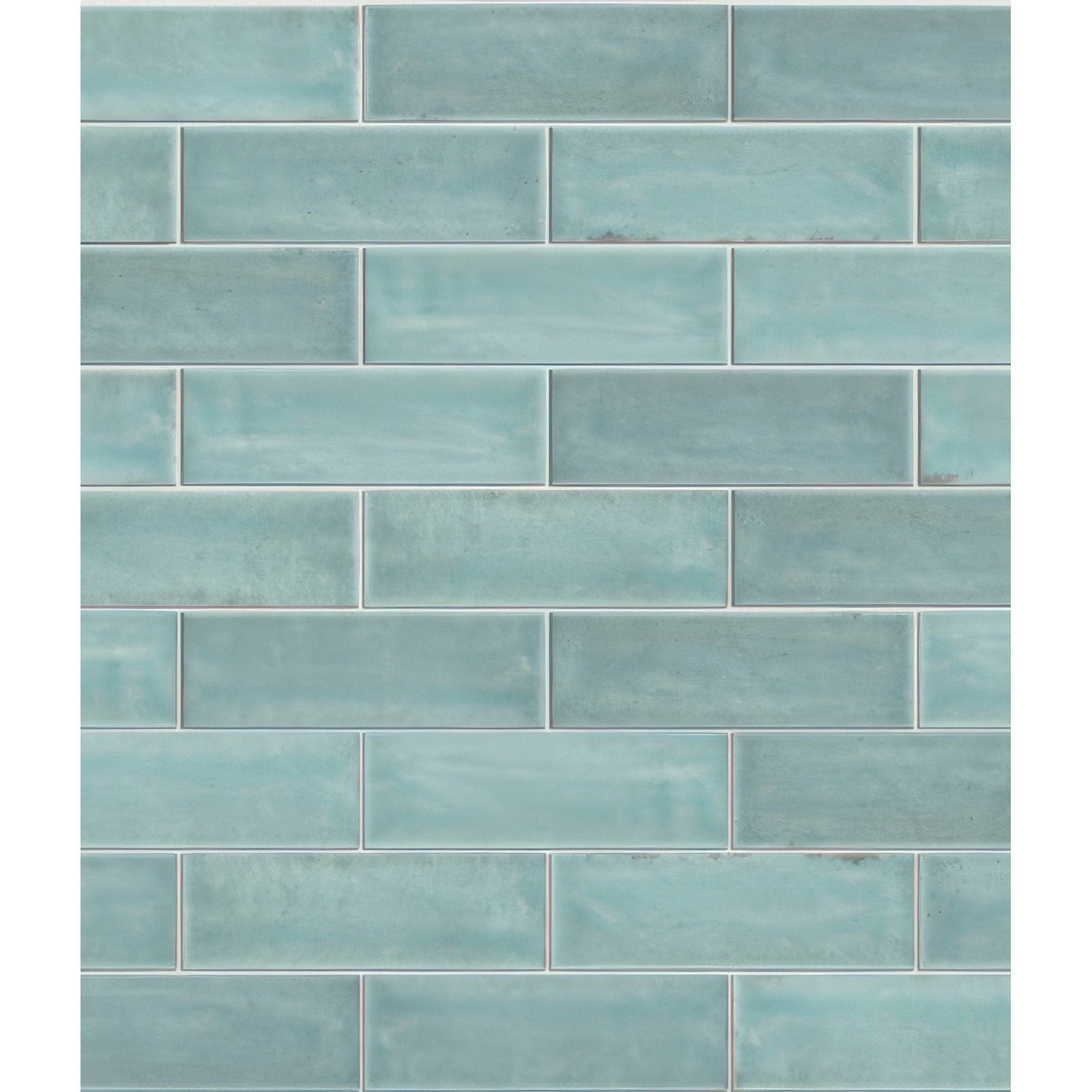 Teal rectangular porcelain subway tiles with a subtle matte finish from petite porcelain gloss sky collection