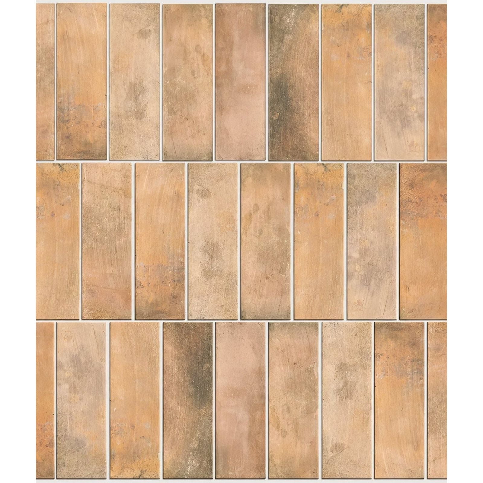 Petite porcelain matt cotto dark rectangular tiles in terracotta color with a rustic weathered finish